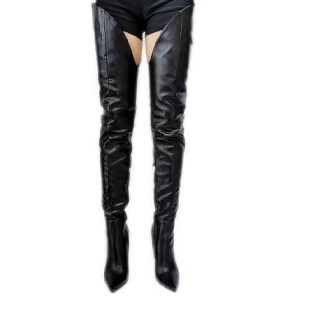 

OEING Women High Heel Over Knee Thigh High Boots Pointed Toe Sexy Nightclub Big Size New