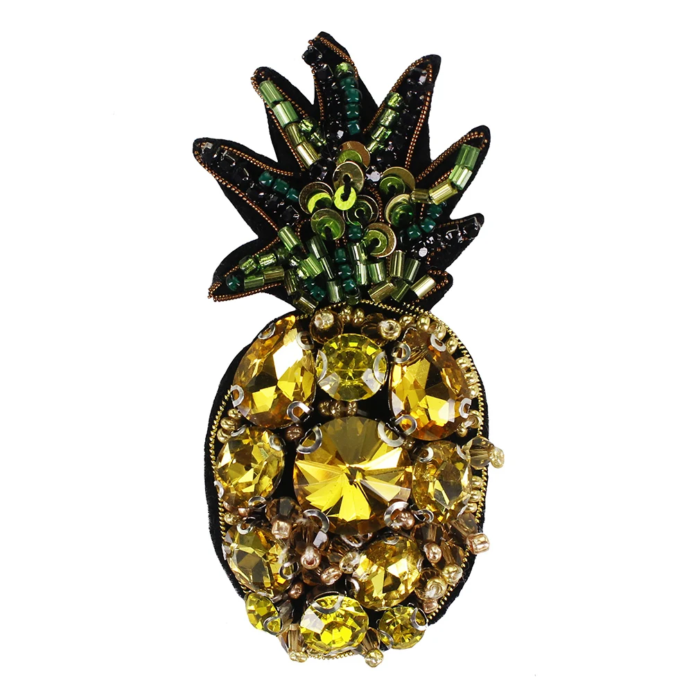 Расшитые стразами нашивки ананасы ручной работы значки для броши повязка на