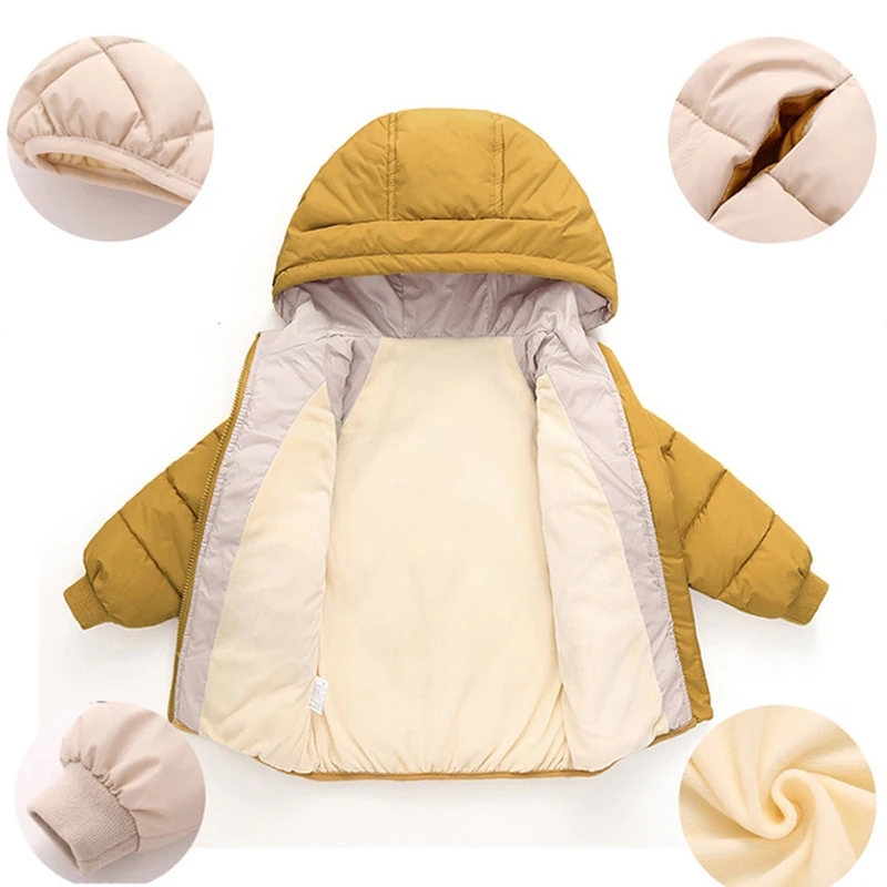 2020 Kids Girls Boys Autumn Winter Jackets Coat New Children Down Padded Baby Jacket Plus Velvet Warm Cotton Jacket Boy Clothes