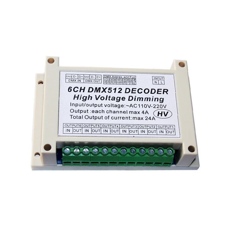 6 канальный декодер DMX512 AC110V 220V регулировка яркости высокого напряжения каналов DMX
