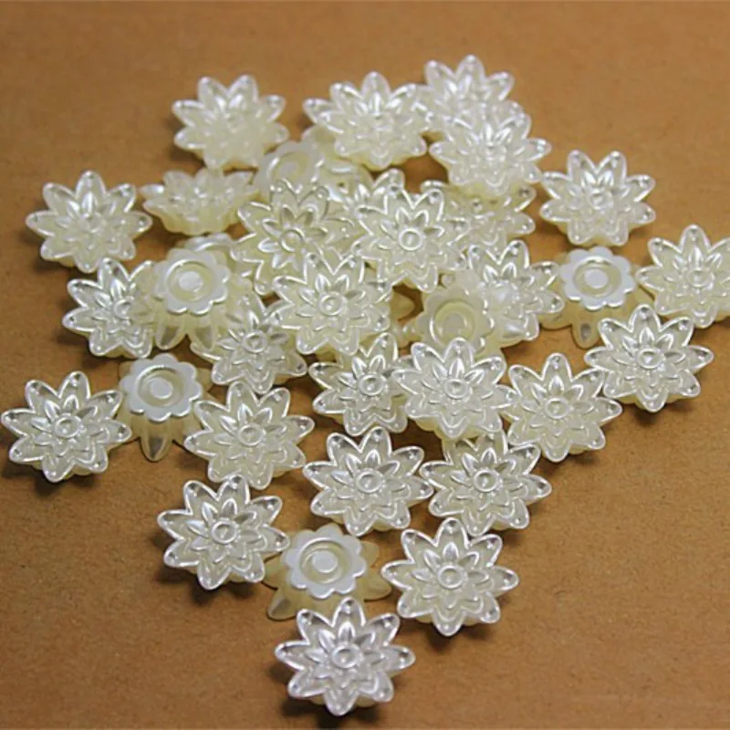 

Полукруглые жемчужные бусины в форме цветка, имитация цвета слоновой кости/белого цвета, 17 мм, 200 шт., для рукоделия, скрапбукинга, украшения ...