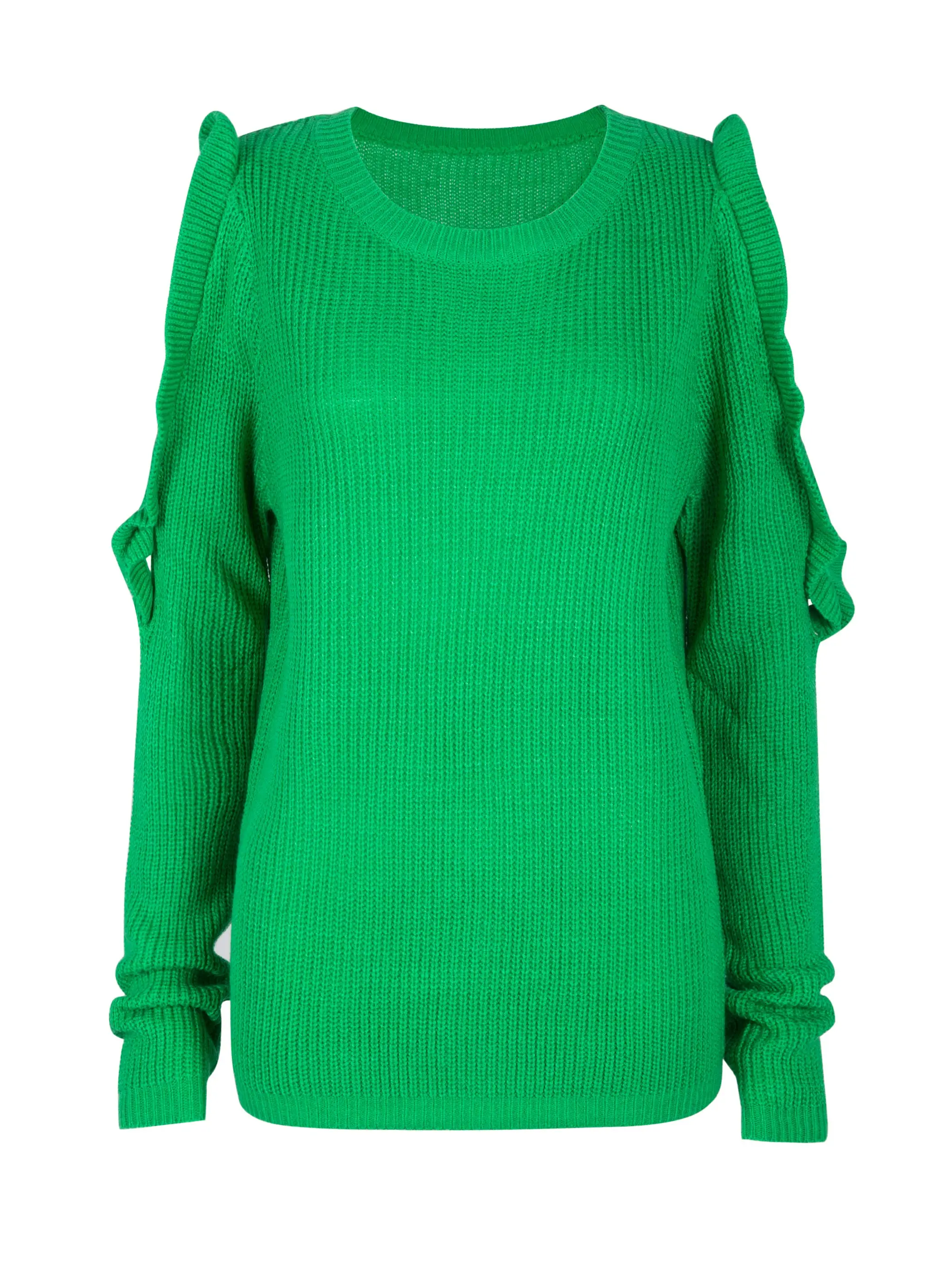 Женский свитер Повседневный зеленый офисный весенний свободный однотонный топ с