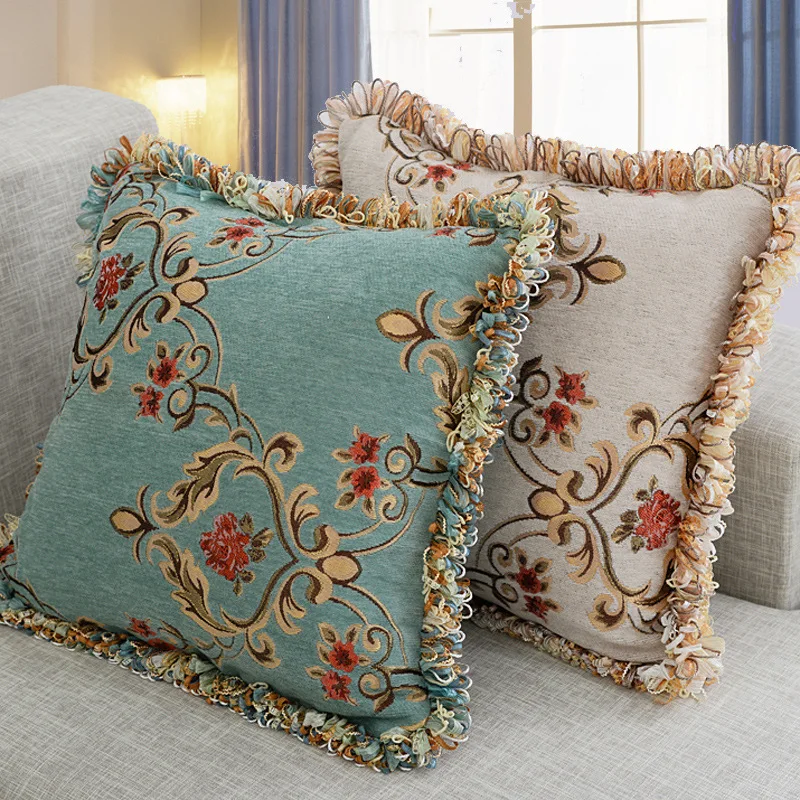 Luxury Pillowcase Chenille Jacquard Throw Pillow Case European Style Bed Sofa Decorative Pillow Cover 40*40/45*45/50*50/40*60 cm