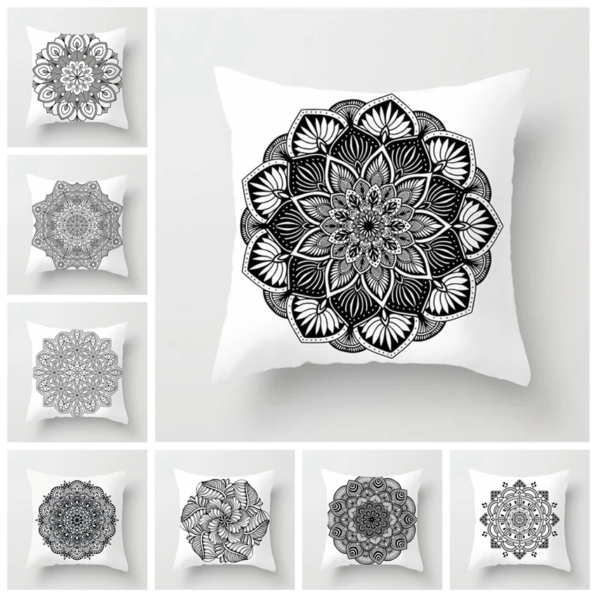 Fuwatacchi черно белая искусственная Подушка Чехол Мандала стильная Наволочка