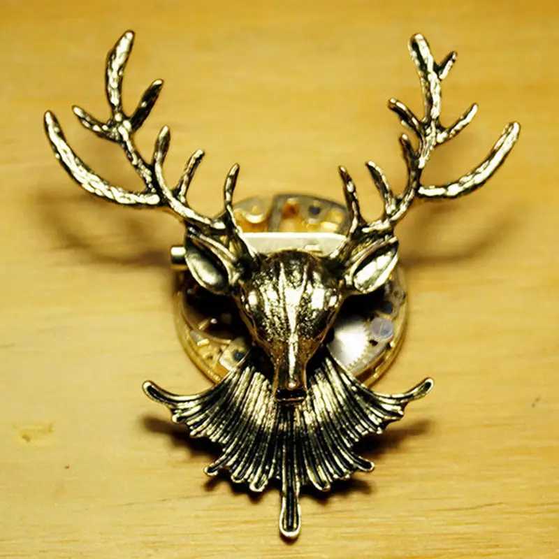 Панк брошь с лосем воротник булавка винтажная Паровая земля паровой панк