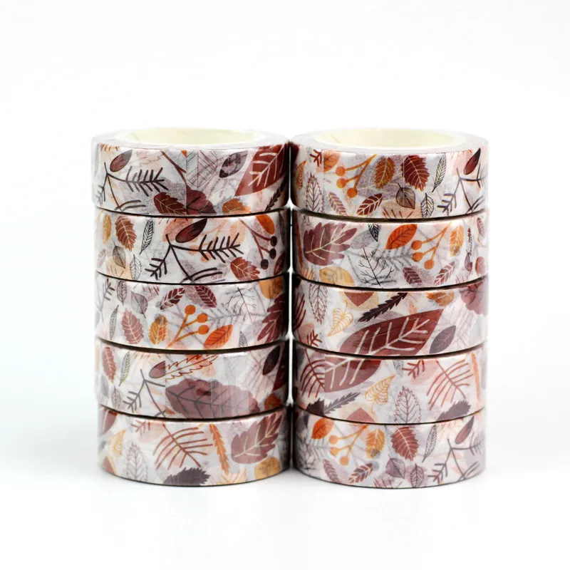 

10pcs/lot Decorative Brown Fall Leaves Washi Tapes Paper DIY Scrapbooking Planner Adhesive Masking Tapes Kawaii Stationery