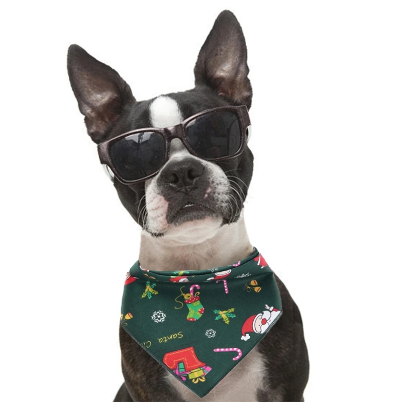 Рождественская бандана для собак ошейник с принтом Санта Клауса нагрудники