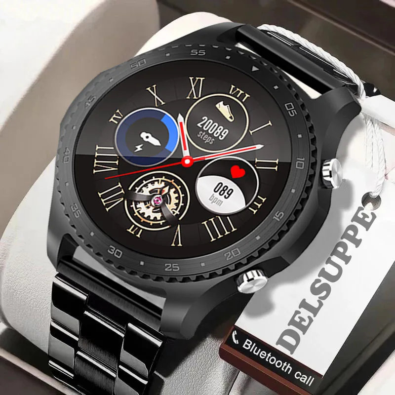 

Новые смарт-часы с Bluetooth вызовом, мужские часы для мониторинга здоровья, управление музыкой, стальные часы, водонепроницаемые Смарт-часы, му...