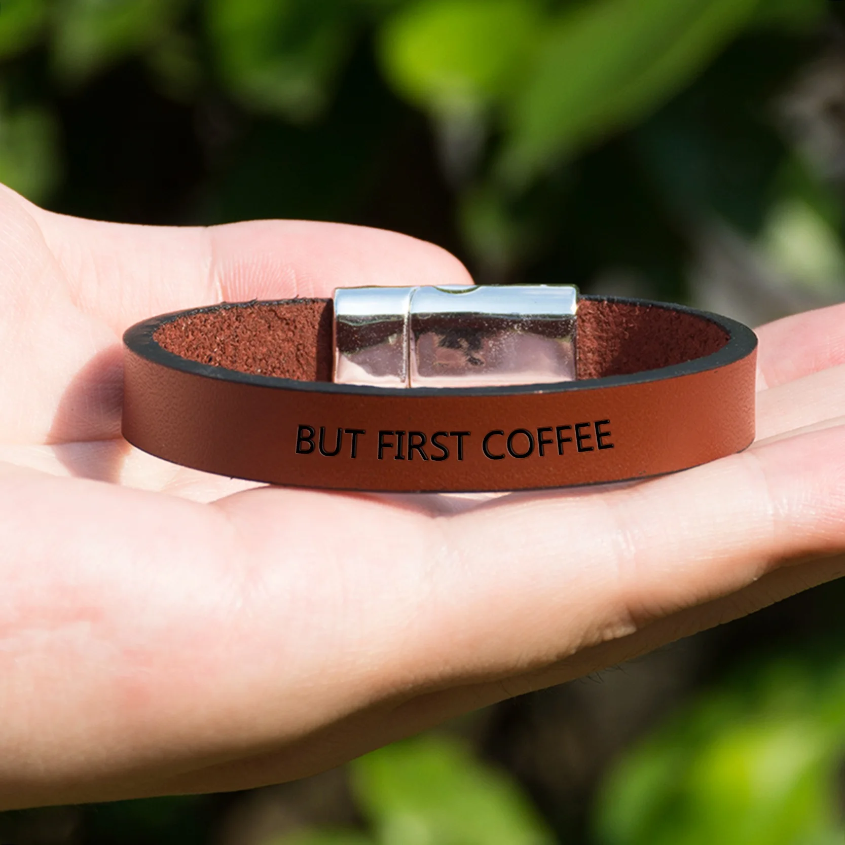 BUT FIRST COFFEE новый стиль кожаный браслет для мужчин и женщин на заказ гравировка