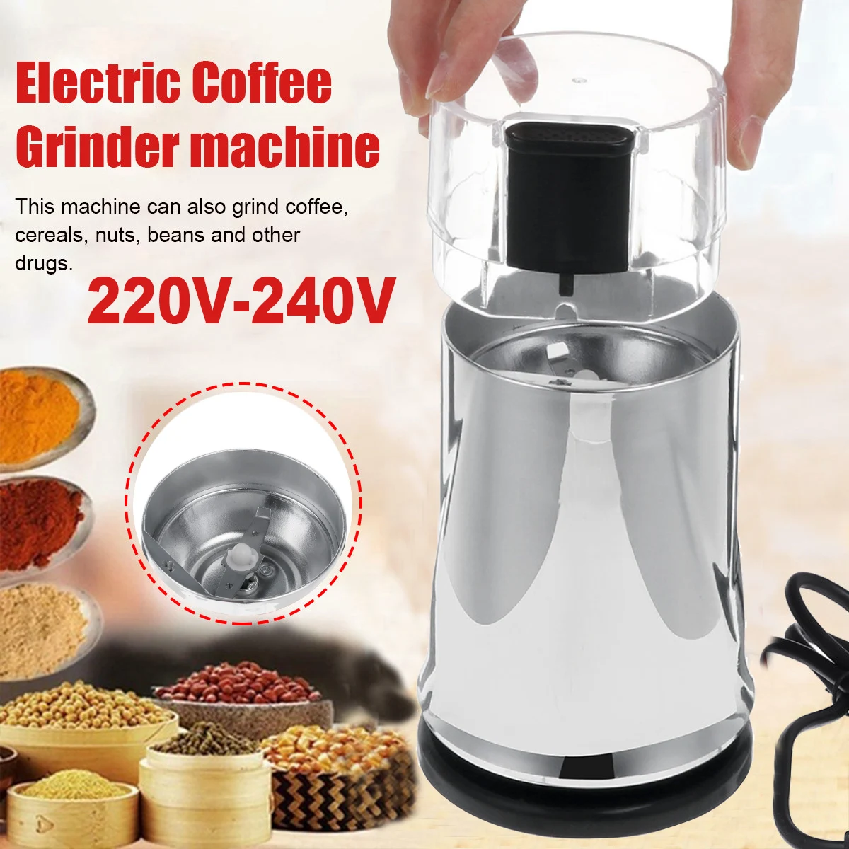 200 Вт Электрический кофемолка мини шлифовальный станок перец специи зернистая