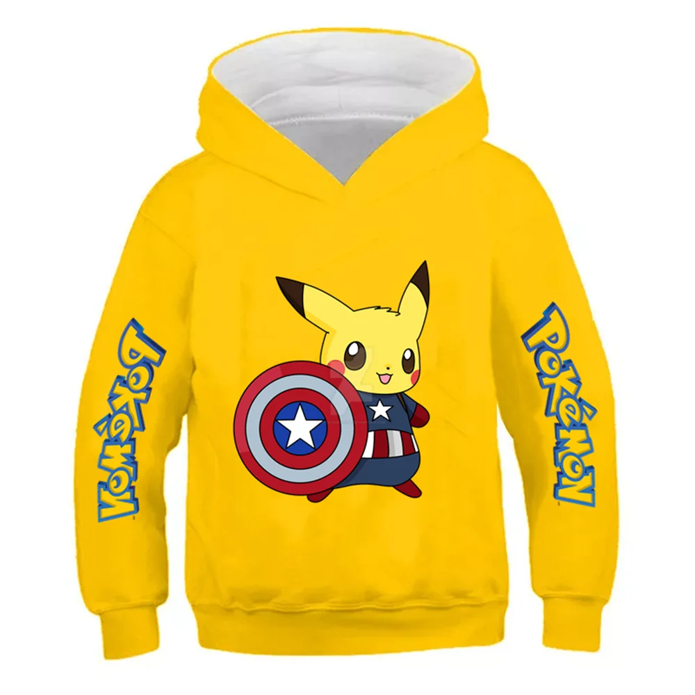 

Pokemon Kids Girls Boys Sweatshirts for Winter Spring Children Cotton Tops Fashion Sport Pokemon Pikachu Children Hoodies 2021
