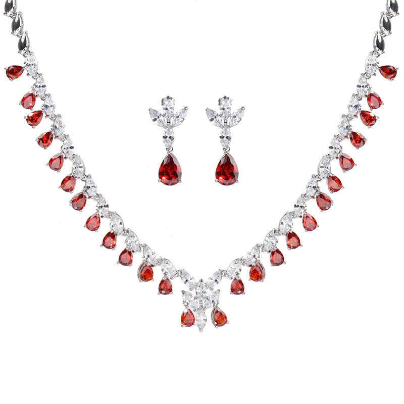 Оригинальный дизайн Bettyue, каплевидный Цирконий набор украшений для женщин, нежное ожерелье и серьги для невесты, 4 цвета