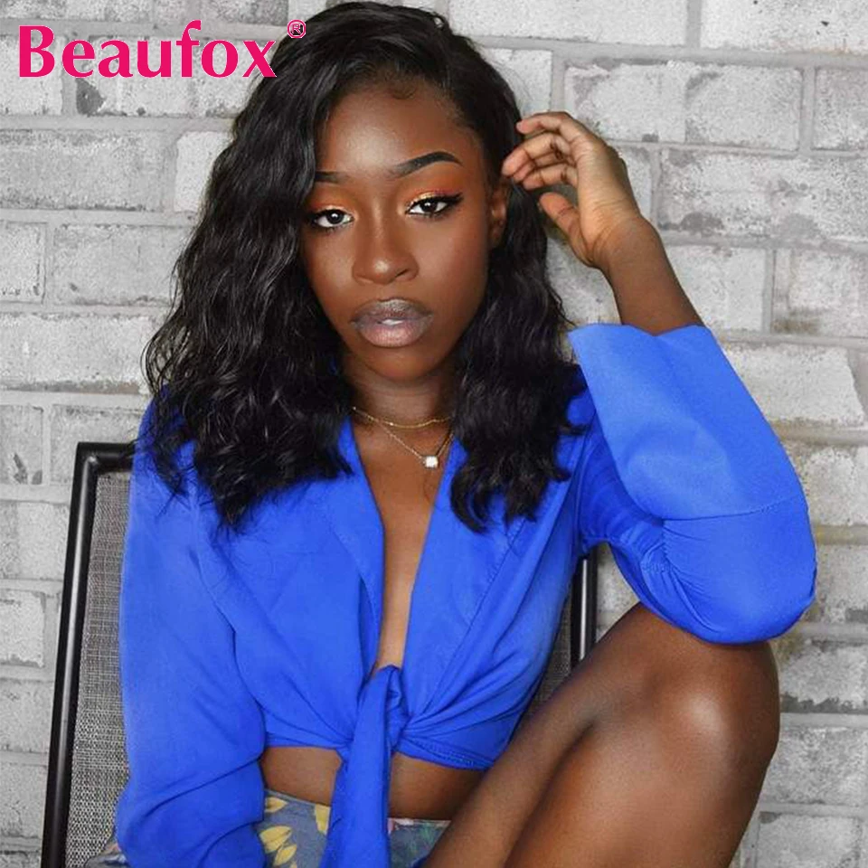 Парик Beaufox Bob парики из человеческих волос на короткой сетке спереди волнистый