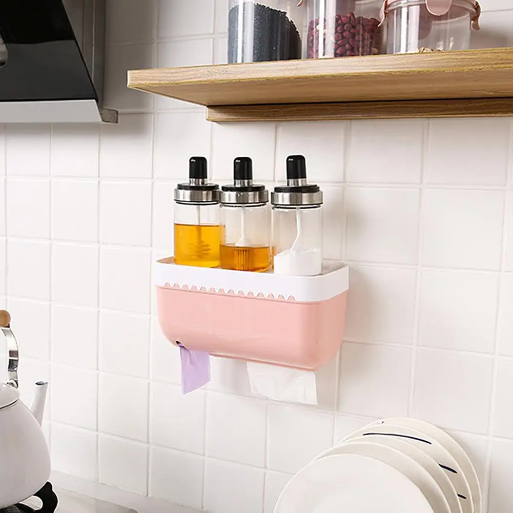

Bathroom Toilet Paper towel Holder Wall Mount Plastic WC Toilet Paper Holder with Storage Shelf Rack Paper Storage Box