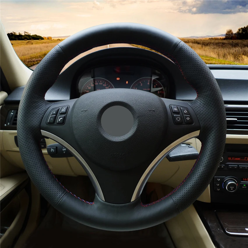 Сшитая вручную мягкая черная искусственная кожа с противоскользящей