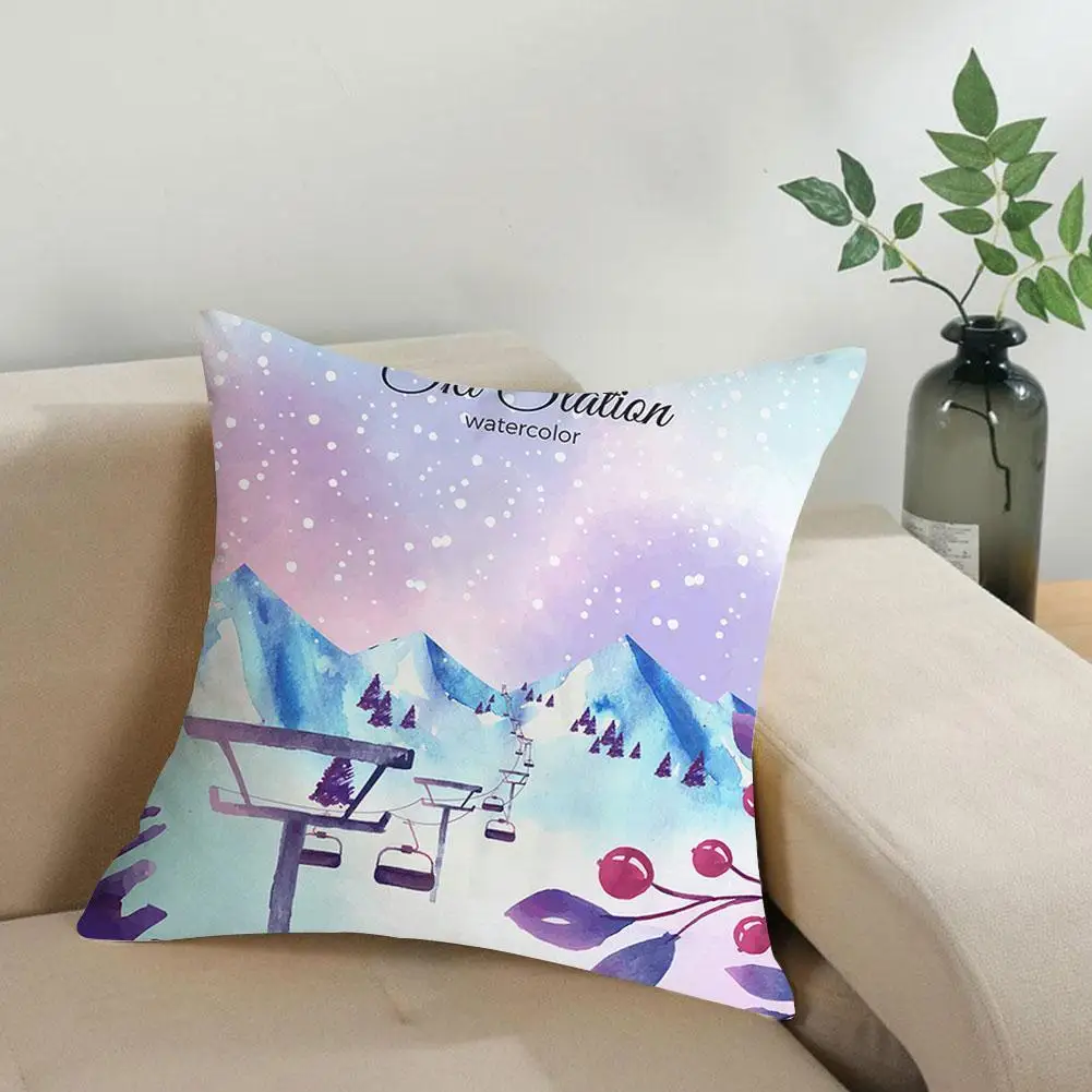 

Single-sided Peach Skin Watercolor Printing Pattern Car Fiber Cushion 45X45 Soft Pillowcase Sofa Polyester Decoration Ho J4U3
