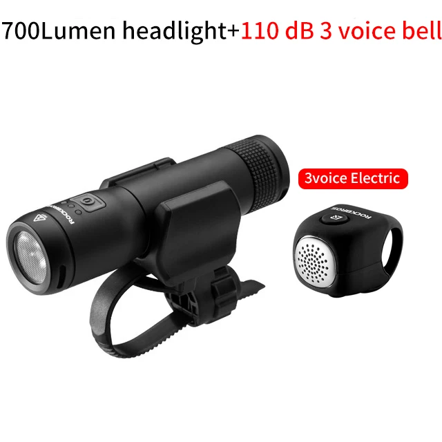 With bell ROCKBROS Велосипед Свет водонепроницаемый Led Внешний аккумулятор USB Аккумуляторная Сменный Аккумулятор 700 Люмен 2600mAh - Цвет: With bell