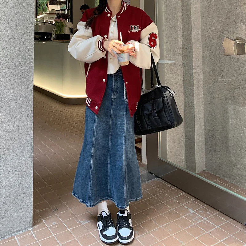 Женская тонкая юбка с высокой талией оборками и юбка-годе на осень зиму 2021 |