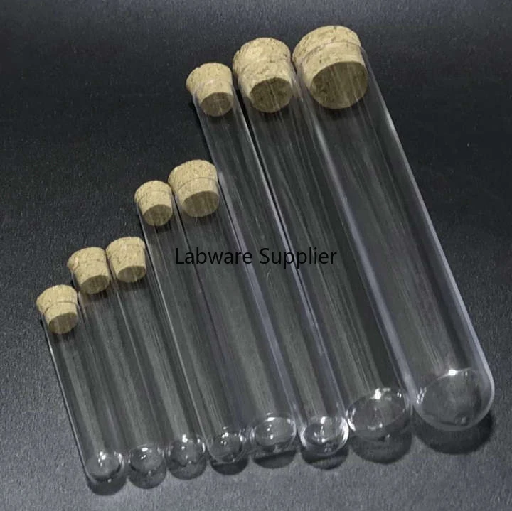 

24pcs/lot 25x200mm Round Bottom 80ml Glass Test Tube with Cork Stopper Cap for Lab Experiments
