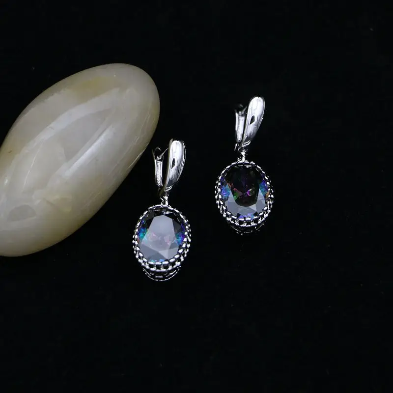 Ювелирные наборы из бисера с радужным топазом украшение серебра 925 пробы женские
