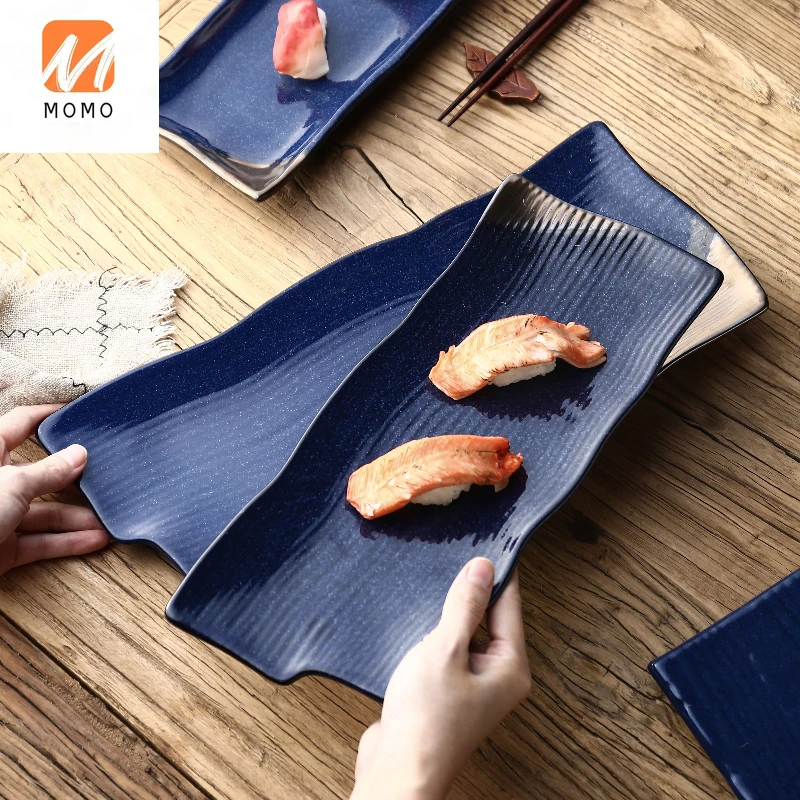

Creative Ceramic Plate Rectangular Sushi Plate Cake Dim Sum Plate Dish Japanese Cuisine Personality Restaurant Tableware Durable