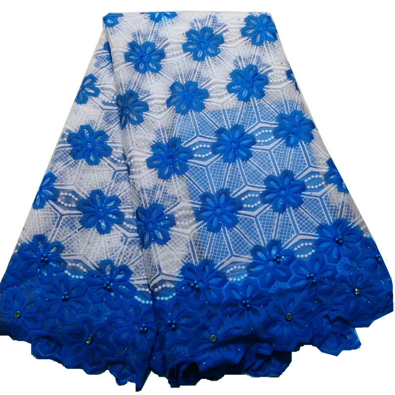 

Blue & White 2019 High Quality Nigerian Tulle Lace Fabrics Latest Beaded Mesh African Lace Fabric Bride French Net Lace Fabric
