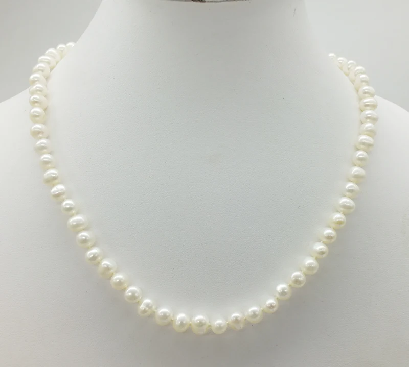 Ожерелье из натурального пресноводного жемчуга ААА 18 дюймов 6-7 мм | Украшения и