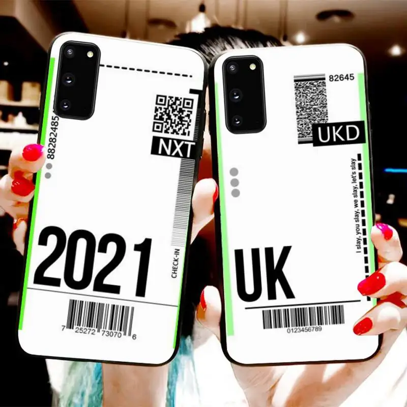 

Air Ticket USA City London Paris Tokyo Label World Phone Case For Samsung S20 S10 S8 S9 Plus S7 S6 S5 Note10 Note9 S10lite