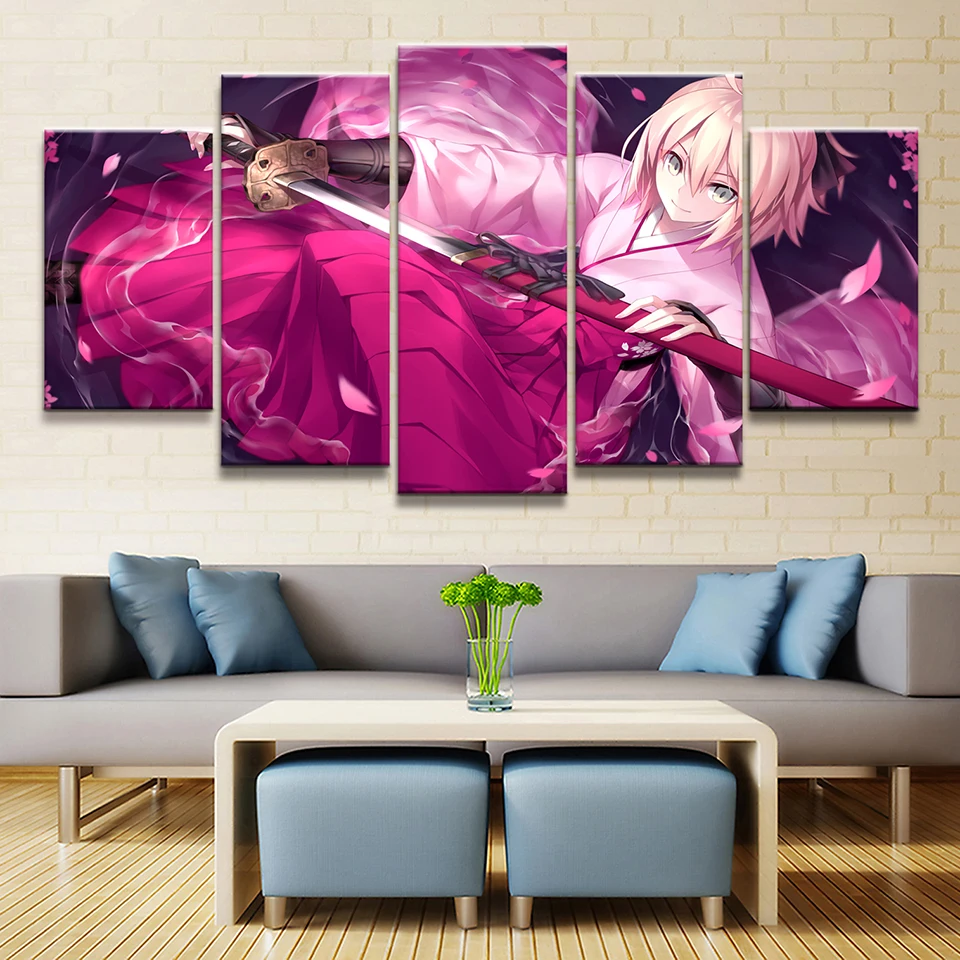 Настенные модульные плакаты с изображением персонажей мультфильмов 5 панелей