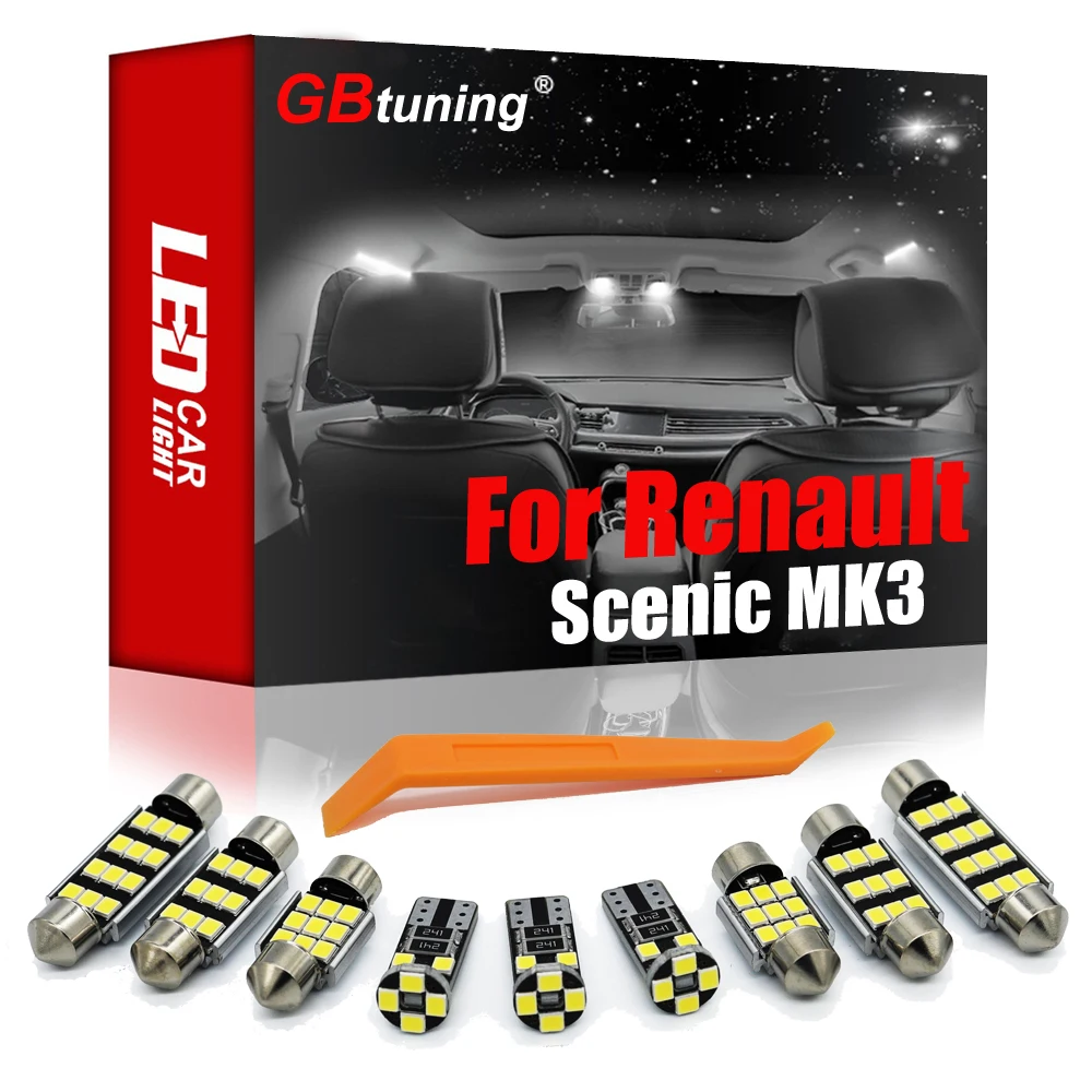 

Комплект светодисветильник GBtuning без ошибок для салона автомобиля, 17 шт., для 2009-2016 Renault Scenic III 3 MK3, купольная дверь, внутренняя лампа для чтени...