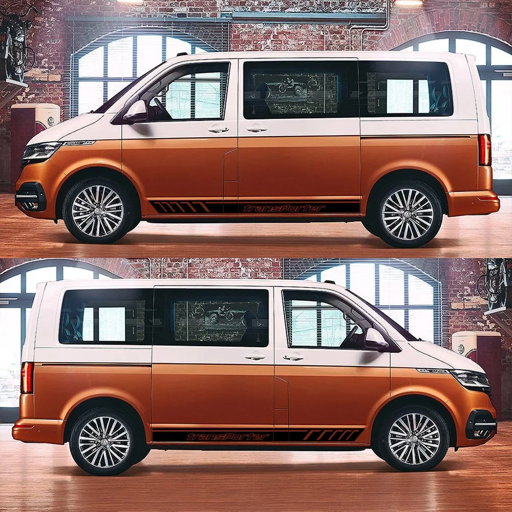 

6PCS Side Stripe Car Sticker Vinyl DIY Hood Car Fashion Styling Decal Adjust Car Styling Volkswagen T4 T5 T6 Accessories