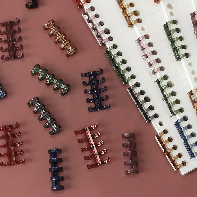 

Retro Color Scrapbook Loose-leaf Ring Handbook Storage DIY Decoration Five-hole Segmented Plastic Clip Universal Embellishments