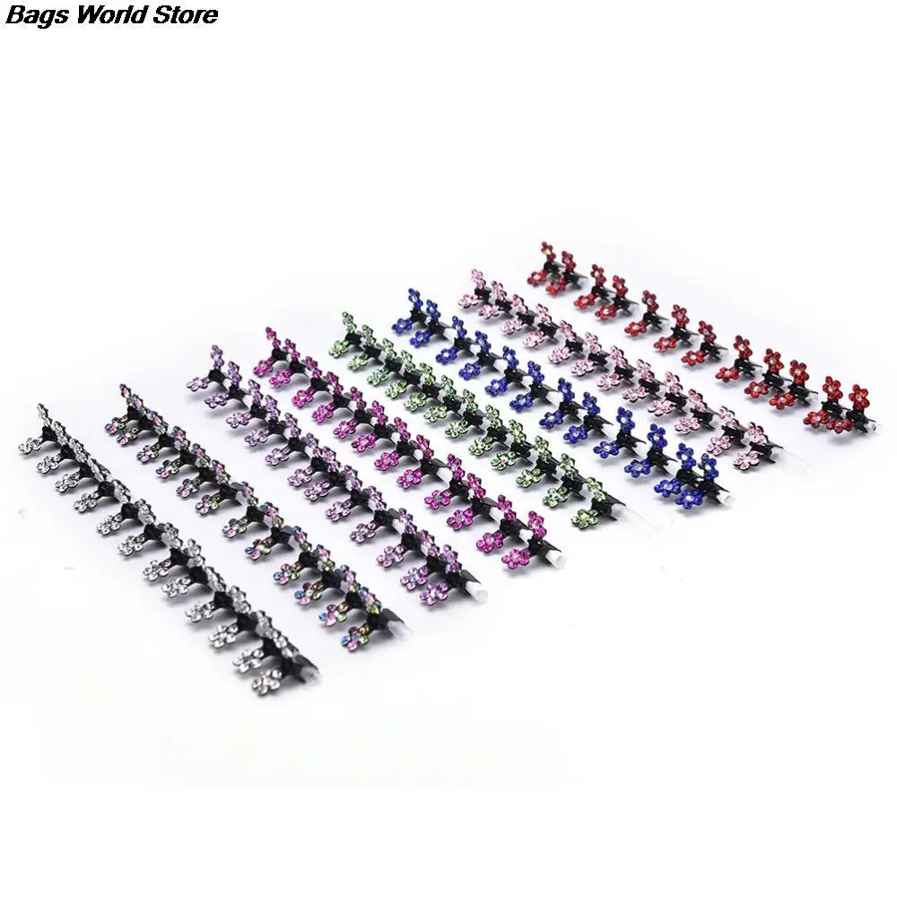 

12PCS Fashion Women Hairpins Crystal Flower Mini Barrettes Gift For Kids Hair Claw Lovely Clip Girls Hair Accessories