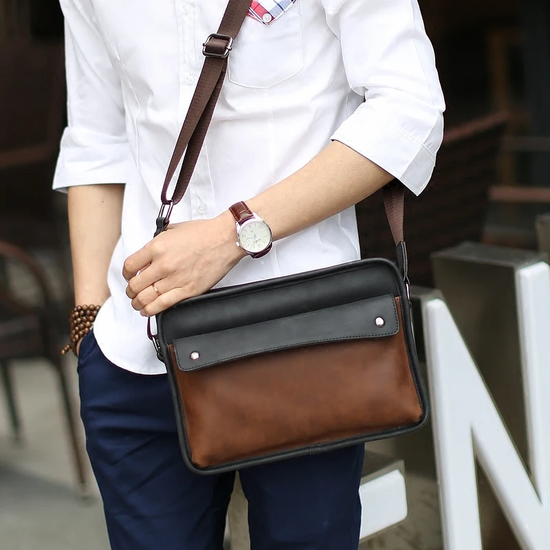 Модные стильные мужские сумки мессенджеры винтажная сумка из искусственной кожи