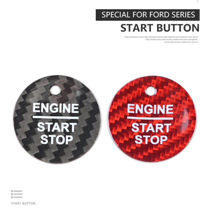 

Carbon Fiber Engine Start Stop Button Interior Trim Cover Sticker for Ford Everest Mondeo Ecoboost Escort F150 Explorer Focus