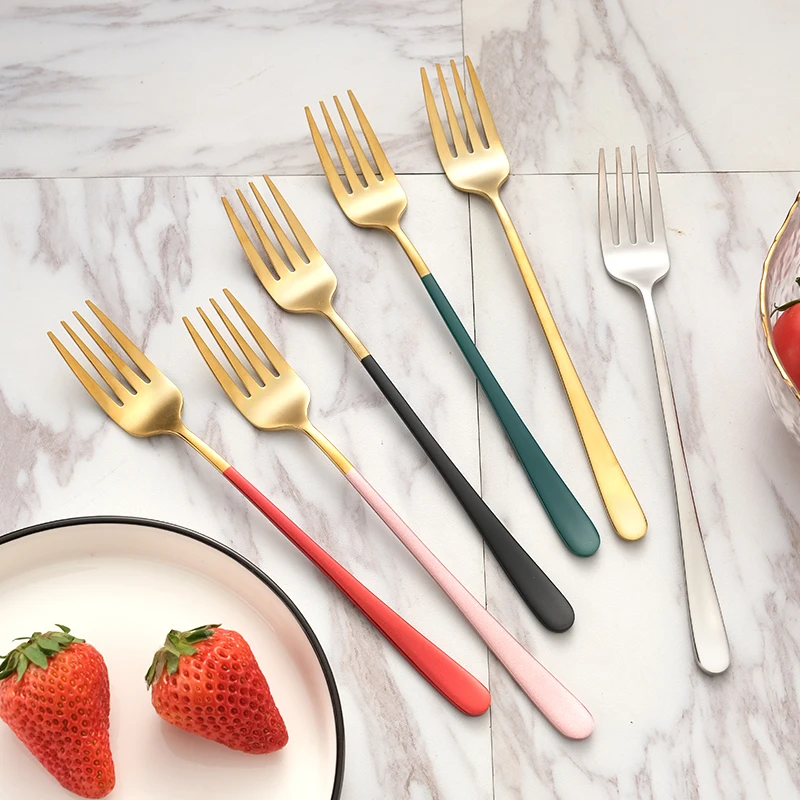 1 главный столовая вилка для фруктов нержавеющая сталь Вилка торта черного и