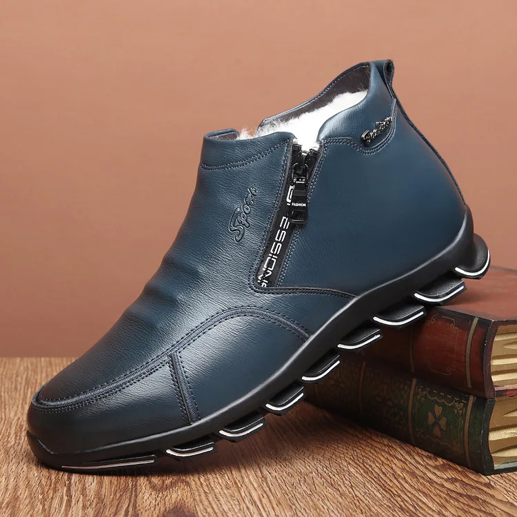 

men shoes designer Genuine Leather 100%wool lining winter super Keep warm outdoor Ankle Boots Snow Boots Casual Sneakers 896