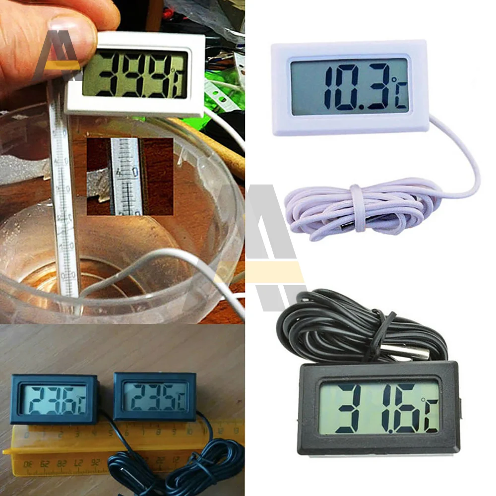 mini embedded digital lcd indoor convenient temperature sensor for fy 10 digital electronic refrigerator white black thermometer free global shipping
