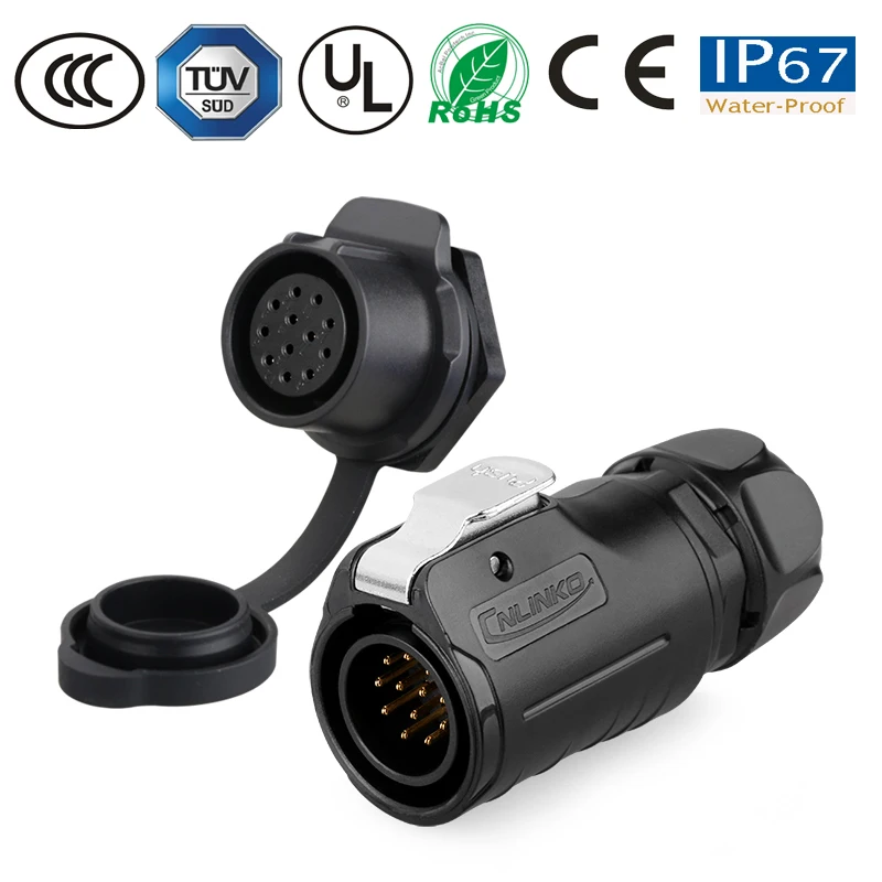 Водонепроницаемый соединительный кабель Провода открытый штекер гнездо M20 12 Pin