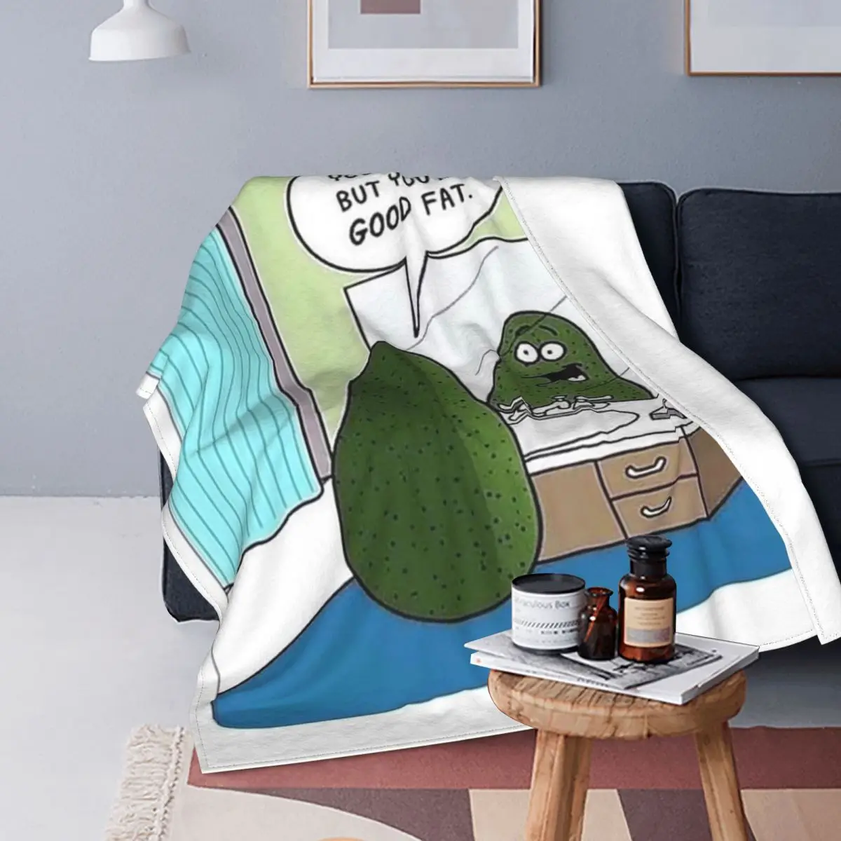 

Забавное фланелевое одеяло авокадо, всесезонное фруктовое зеленое многофункциональное супер теплое покрывало s для кровати, путешествий, п...