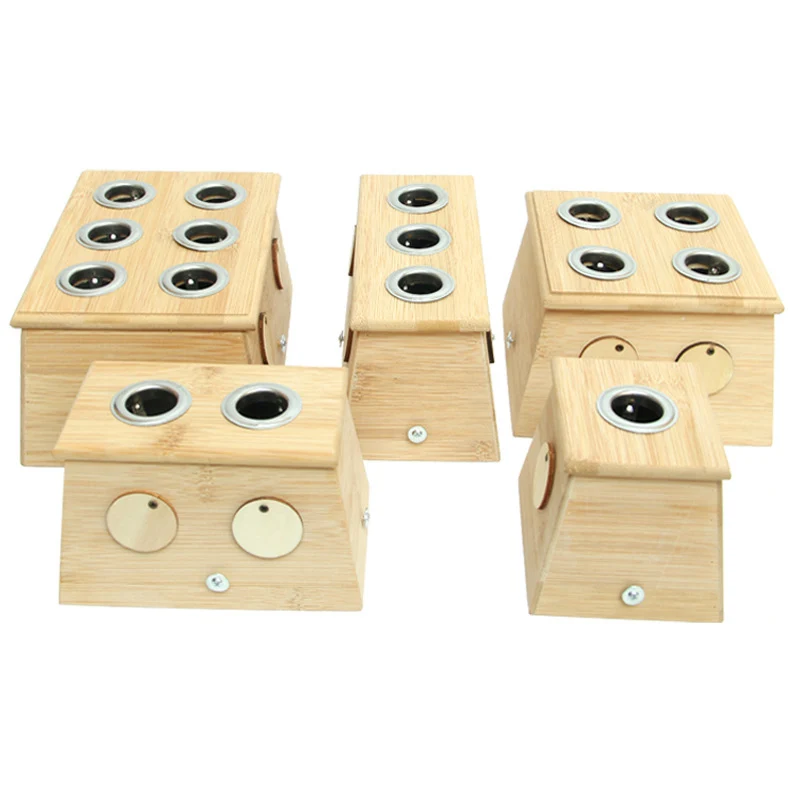 Soporte chino para quemar hojas de Mugwort, caja de Moxa de madera de bambú con agujeros individuales para masaje de moxibustión de puntos de acupuntura