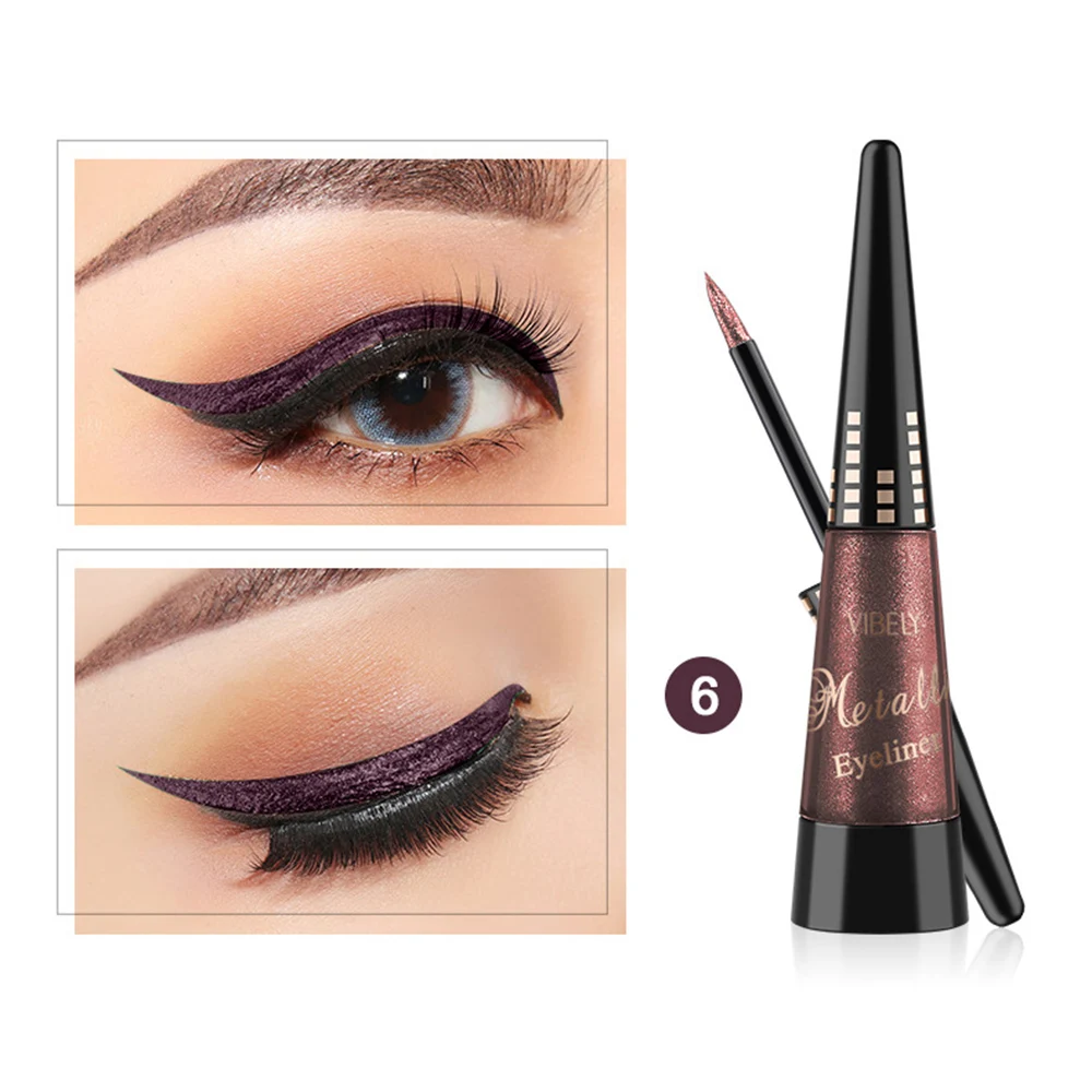 Жидкая подводка для глаз 6 цветов золотистая и красная блестящие водостойкие