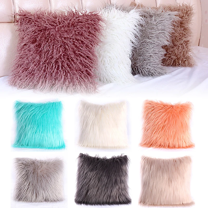 

Long Plush Furry Cushion Cover New Pillow Case Throw Pillow Case Home Bed Room Sofa Home Bedroom Living Room Car Decor 40x40cm