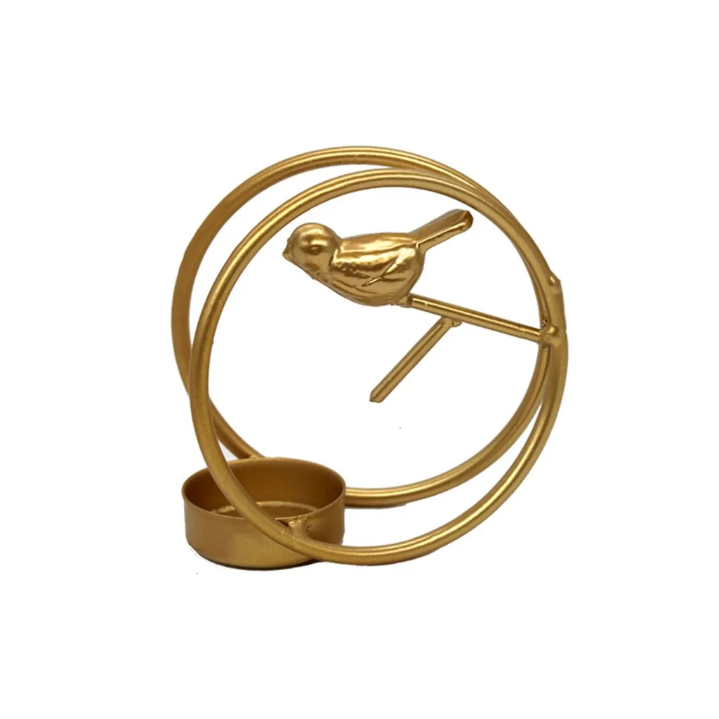 Круглый Золотой подсвечник в скандинавском стиле виде птичьей клетки для