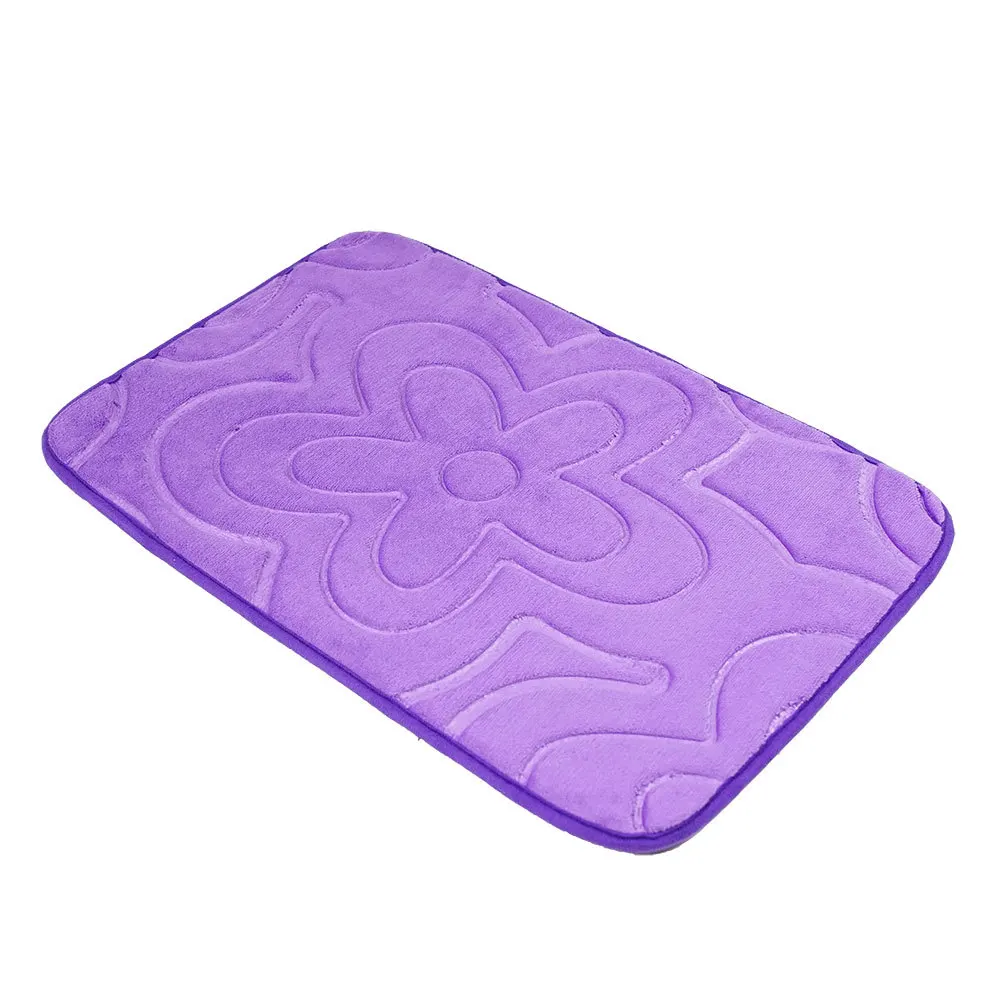 Purple-Flower Простой фланелевый дверной коврик спальня мощеный 3D Рисунок ковер для кровати гостиная абсорбент для кухни нескользящий напольный коврик Мягкая ванная комната - Цвет: Purple-Flower