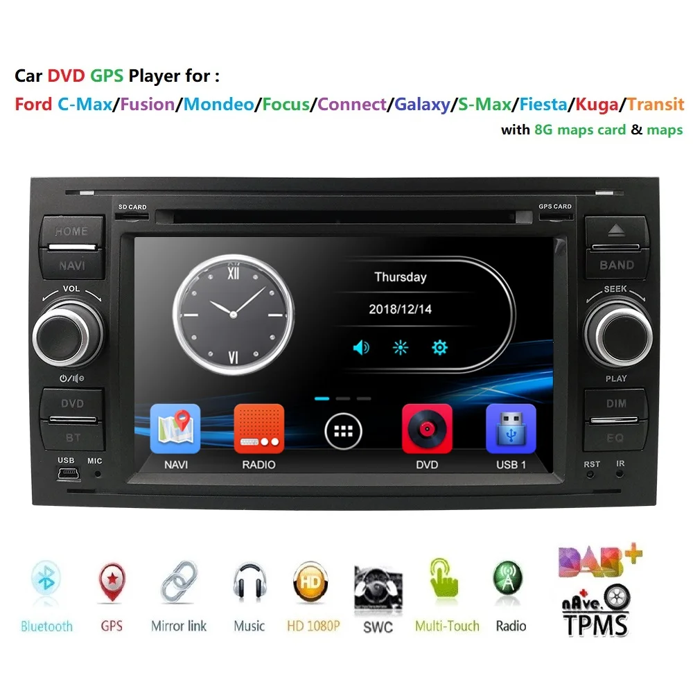 Авто Радио 2 гама 7 дюймов машинный DVD проигрыватель для Ford Focus S Max C Mondeo 4 Galaxy Kuga GPS