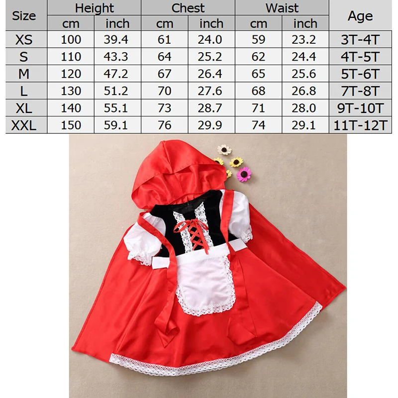 Детское красное платье для косплея с капюшоном маленьких девочек костюм