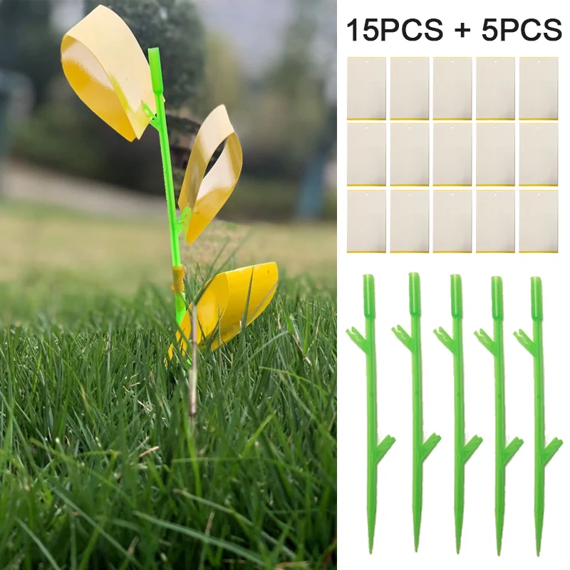 

20Pc Yellow Sticky Fly Trap Bug Paper Sticker Sticky Catcher Board Dual-Sided Yellow Sticky Trap Flying Plant Labels Insect Glue