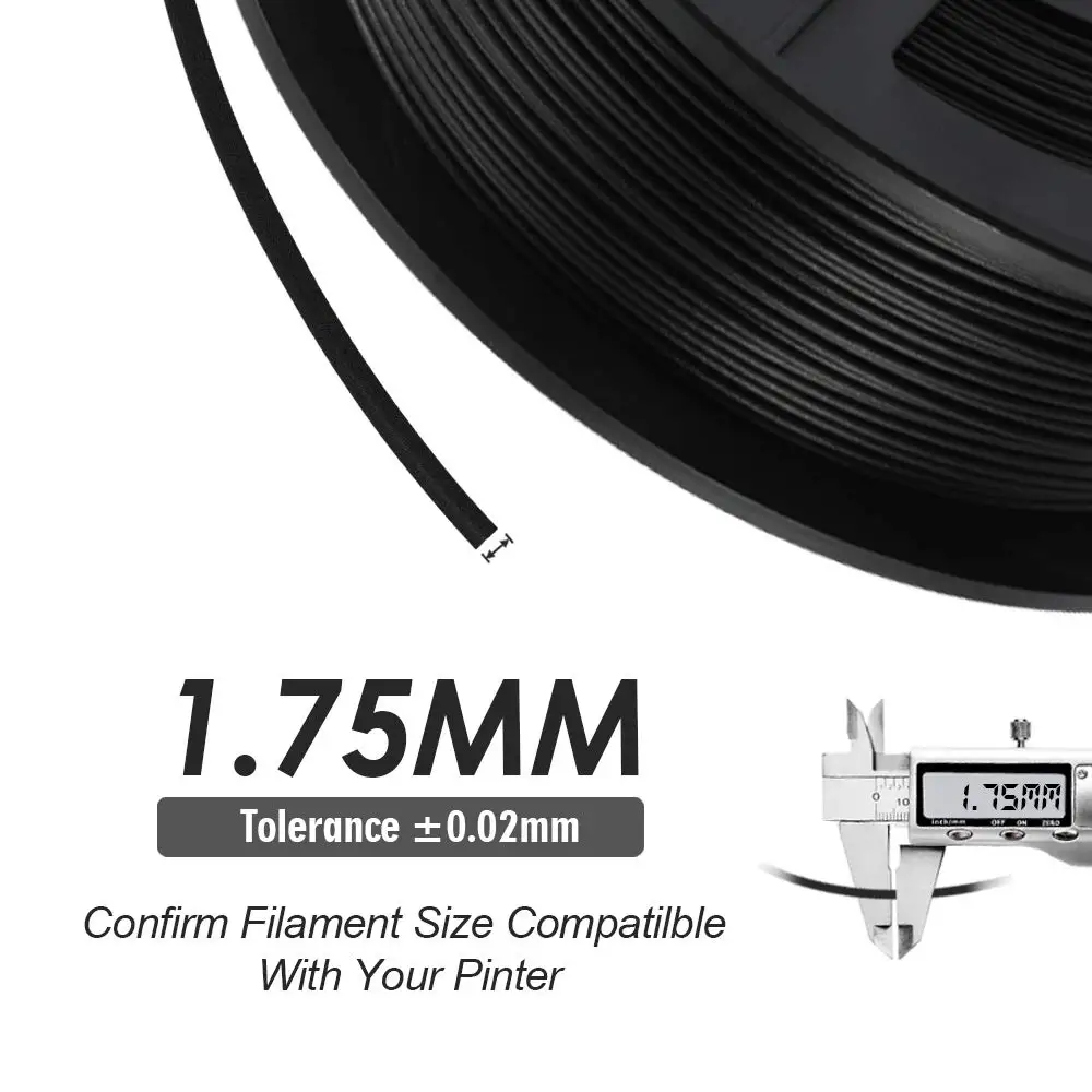 PLA Carbon Fiber 1kg 1.75mm 3D Printer Filament 1.75mm (2.2lb) Tolerance+/-0.02mm For Business Design for Highly tough print