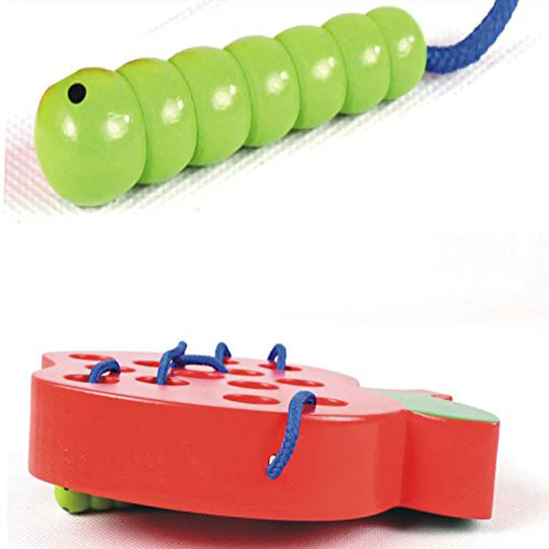 

Candywood Baby Kids Early Learning Educational Wooden Threading Toy Worm Eat Apple Maze Toy Wooden Puzzle Toys For Childen